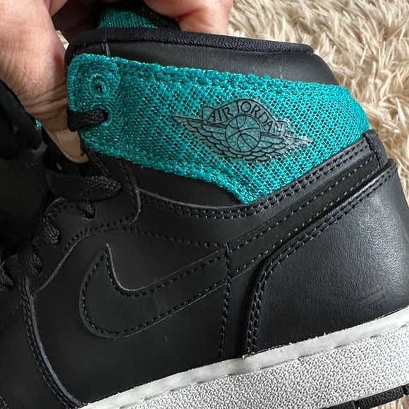 Air Jordan Black and Teal High-Top Sneakers - Picture 9 of 16